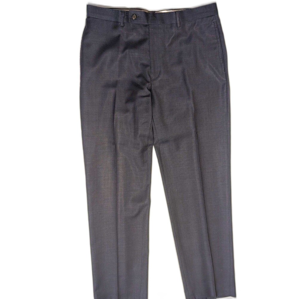 Lauren Ralph Lauren Men's Flat Front Navy Plaid Dress Slacks 32/29 100% Wool
